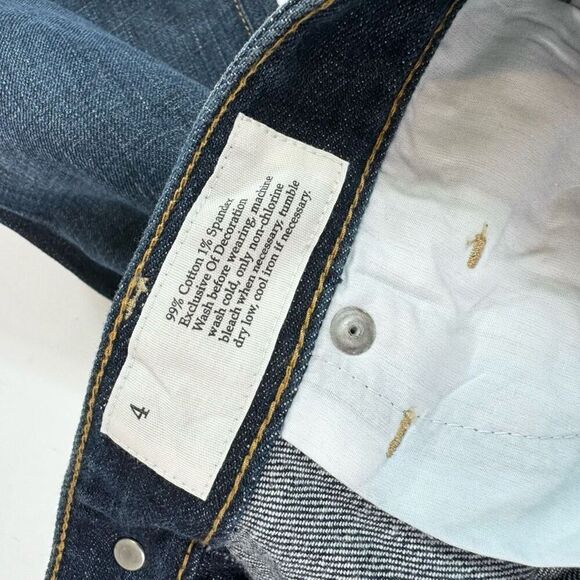 Ann Taylor LOFT Jeans Womens 4 Blue Dark-Wash Solid Mid-Rise Wide-Leg Original B - Picture 9 of 9